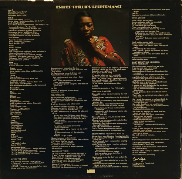 Esther Phillips - Performance (LP, Album) (Very Good Plus (VG+)) - Image 2