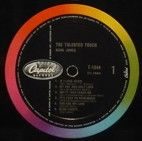 Hank Jones - The Talented Touch (LP, Album, Mono) (Very Good Plus (VG+)) - Image 2