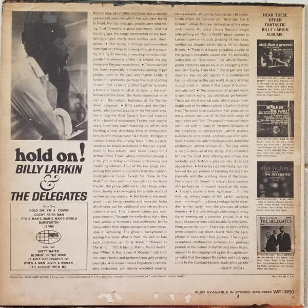 Billy Larkin And The Delegates - Hold On! (LP, Album, Mono) (Near Mint (NM or M-)) - Image 2