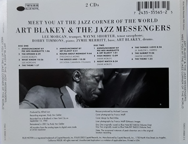 Art Blakey & The Jazz Messengers - Meet You At The Jazz Corner Of The World (2xCD, Album, Comp, RE, RM) (Mint (M)) - Image 2