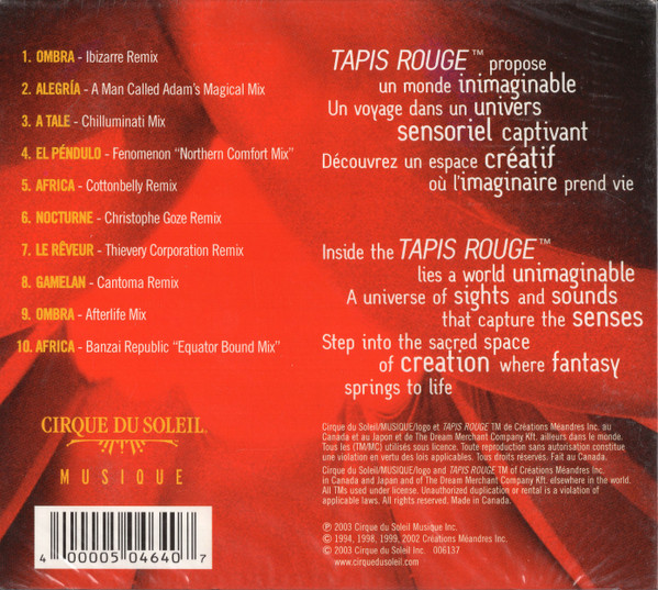 Cirque Du Soleil - Tapis Rouge: Solarium (CD, Album, Dig) (Mint (M)) - Image 2