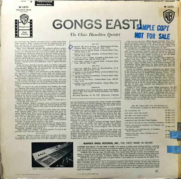 The Chico Hamilton Quintet - Gongs East! (LP, Album, Mono) (Very Good Plus (VG+)) - Image 2