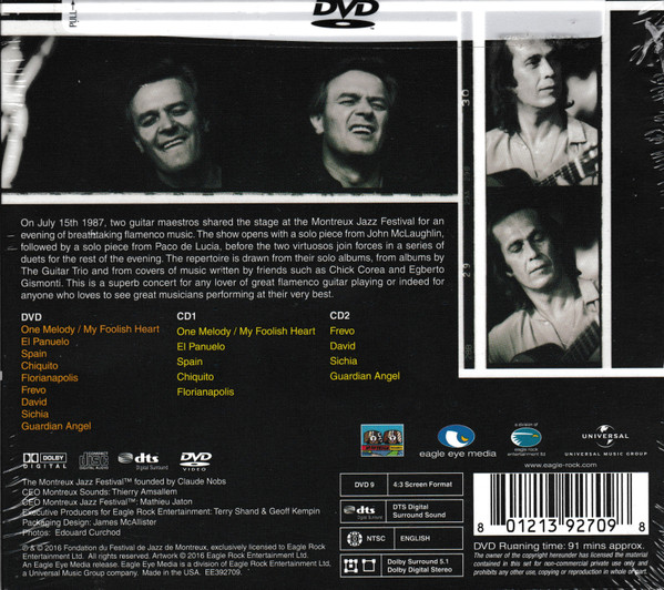 Paco De Lucía And John McLaughlin - Live At Montreux 1987 (2xCD, Album + DVD-V, Multichannel, NTSC) (Mint (M)) - Image 2