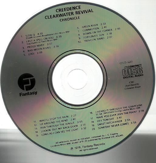 Creedence Clearwater Revival Featuring John Fogerty - Chronicle (The 20 Greatest Hits) (CD, Comp, Club, RE) (Near Mint (NM or M-)) - Image 2