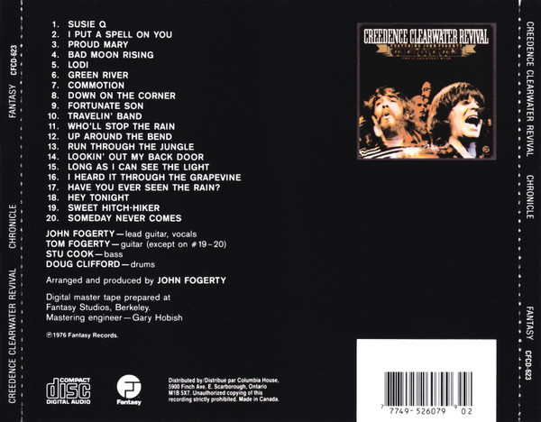Creedence Clearwater Revival Featuring John Fogerty - Chronicle (The 20 Greatest Hits) (CD, Comp, Club, RE) (Near Mint (NM or M-)) - Image 3