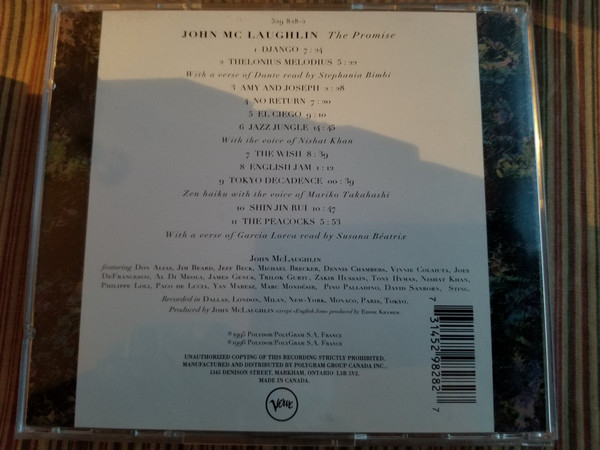 John McLaughlin - The Promise (CD, Album) (Near Mint (NM or M-)) - Image 3