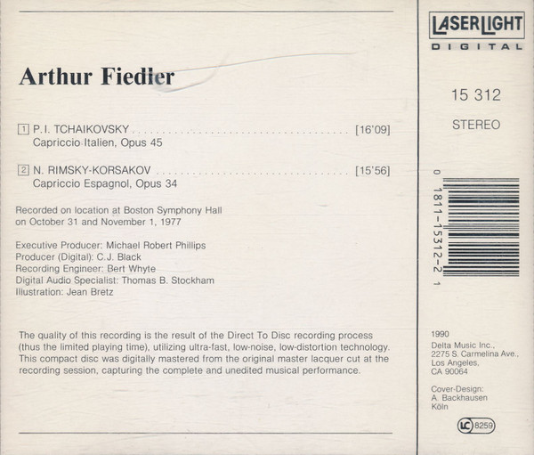 Arthur Fiedler & Boston Pops Orchestra, Pyotr Ilyich Tchaikovsky, Nikolai Rimsky-Korsakov - Capriccio Italien / Capriccio Espagnol (CD, RE) (Near Mint (NM or M-)) - Image 2