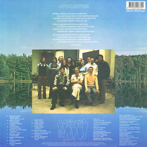 Mahavishnu Orchestra With London Symphony Orchestra, Michael Tilson Thomas - Apocalypse (LP, Album, RE, 180) (Near Mint (NM or M-)) - Image 2