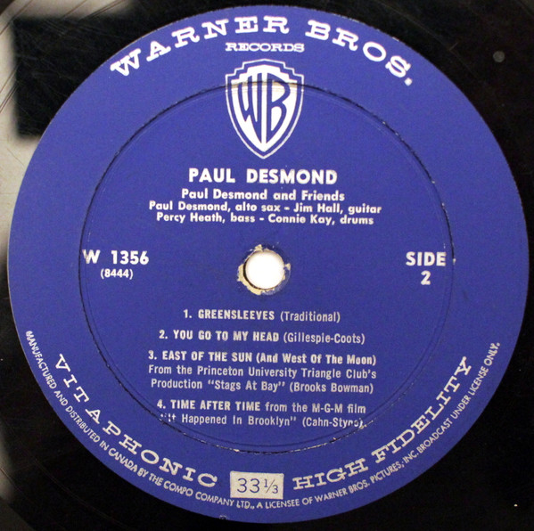 Paul Desmond - "First Place Again" Playboy (LP, Mono) (Good Plus (G+)) - Image 4