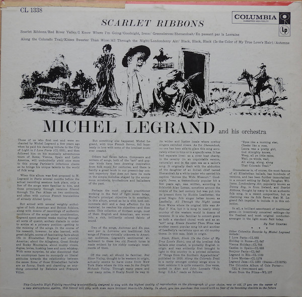 Michel Legrand Et Son Orchestre - Scarlet Ribbons - Michel Legrand's Folksongs For Orchestra (LP, Album, Mono) (Very Good (VG)) - Image 2