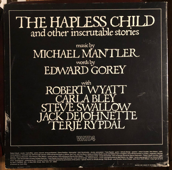 Michael Mantler - The Hapless Child (And Other Inscrutable Stories) (LP, Album) (Very Good Plus (VG+)) - Image 2