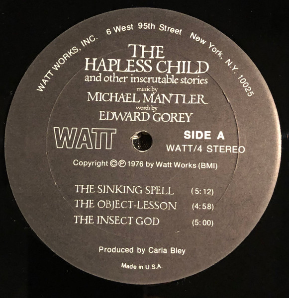 Michael Mantler - The Hapless Child (And Other Inscrutable Stories) (LP, Album) (Very Good Plus (VG+)) - Image 4