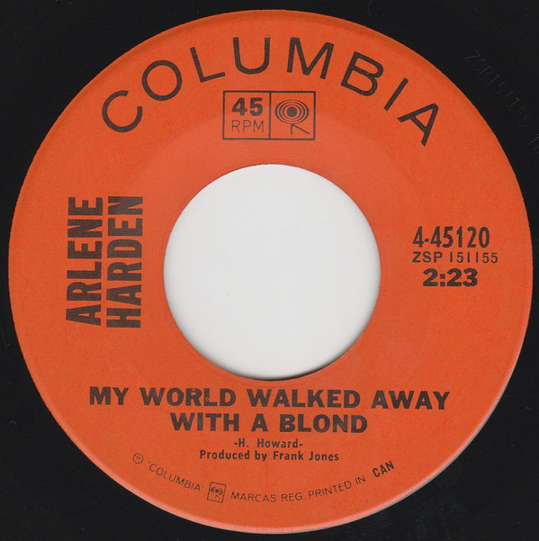Arlene Harden - Lovin' Man (Oh Pretty Woman) / My World Walked Away With A Blond (7", Single) (Near Mint (NM or M-)) - Image 2