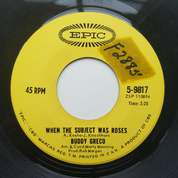 Buddy Greco - I Can't Begin To Tell You / When The Subject Was Roses (7", Single) (Near Mint (NM or M-))