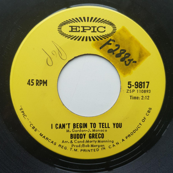 Buddy Greco - I Can't Begin To Tell You / When The Subject Was Roses (7", Single) (Near Mint (NM or M-)) - Image 2