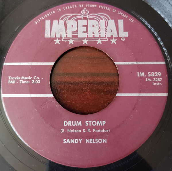 Sandy Nelson - Drummin' Up A Storm / Drum Stomp (7") (Near Mint (NM or M-)) - Image 2