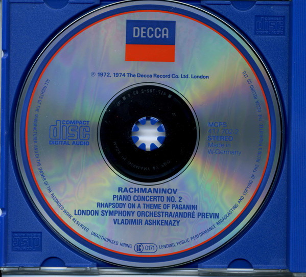 Sergei Vasilyevich Rachmaninoff, Vladimir Ashkenazy, London Symphony Orchestra, André Previn - Piano Concerto No. 2 • Rhapsody On A Theme Of Paganini (CD, RE, RM) (Near Mint (NM or M-)) - Image 3