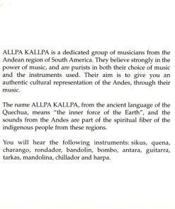 Allpa Kallpa - Traditional Music of the Andes Vol. 3 (CD, Album) (Near Mint (NM or M-)) - Image 4