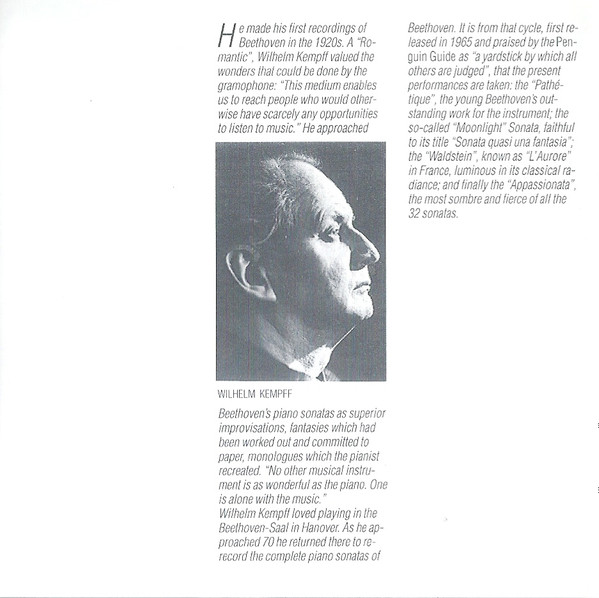 Ludwig van Beethoven - Wilhelm Kempff - Sonaten No. 8 »Pathétique« • No. 14 »Mondschein = Moonlight« • No. 21 »Waldstein« • No. 23 »Appassionata« (CD, Comp, RM, PMD) (Near Mint (NM or M-)) - Image 4