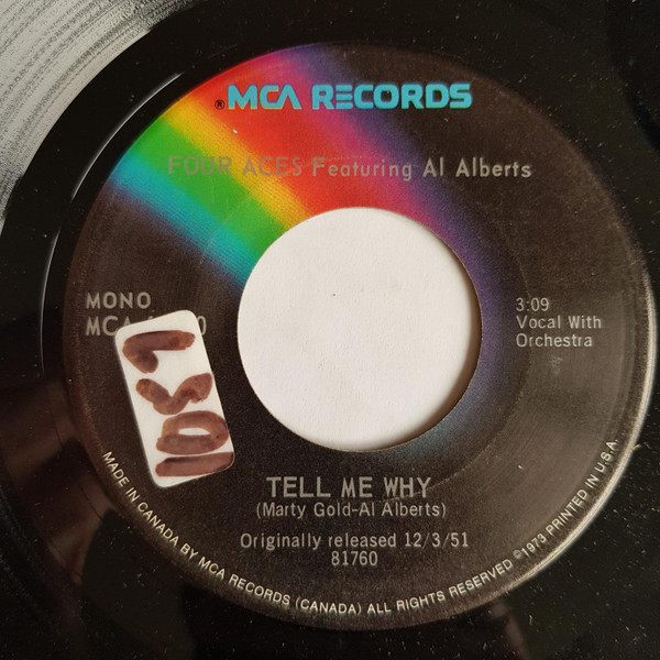 The Four Aces - Tell Me Why / Love Is A Many Splendored Thing (7", Single, Mono) (Very Good Plus (VG+))