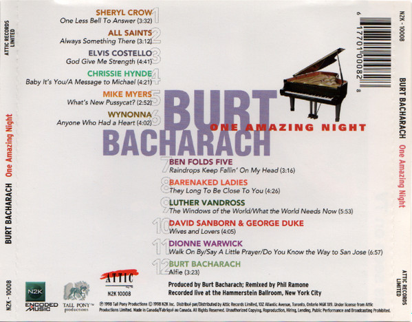 Burt Bacharach - One Amazing Night (CD, Album) (Near Mint (NM or M-)) - Image 2