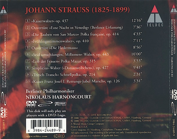 Nikolaus Harnoncourt, Berliner Philharmoniker, Johann Strauss Jr. - Johann Strauß In Berlin (DVD-A, Album, Adv) (Mint (M)) - Image 2