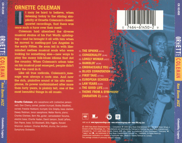 Ornette Coleman - Ken Burns Jazz (CD, Comp) (Near Mint (NM or M-)) - Image 2