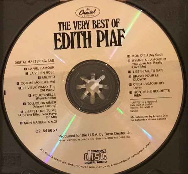 Edith Piaf - The Very Best Of Edith Piaf (Immortal "Little Sparrow" Of France) (CD, Comp, Club) (Near Mint (NM or M-)) - Image 4