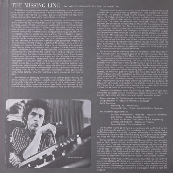 Lincoln Mayorga And Distinguished Colleagues - The Missing Linc (Volume II) (LP, Album, Ltd, Gat) (Mint (M)) - Image 4