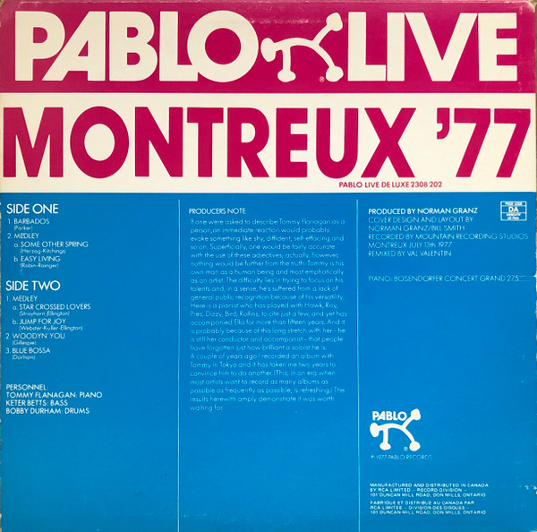 Tommy Flanagan Trio, Keter Betts & Bobby Durham - Montreux '77 (LP, Album) (Near Mint (NM or M-)) - Image 2