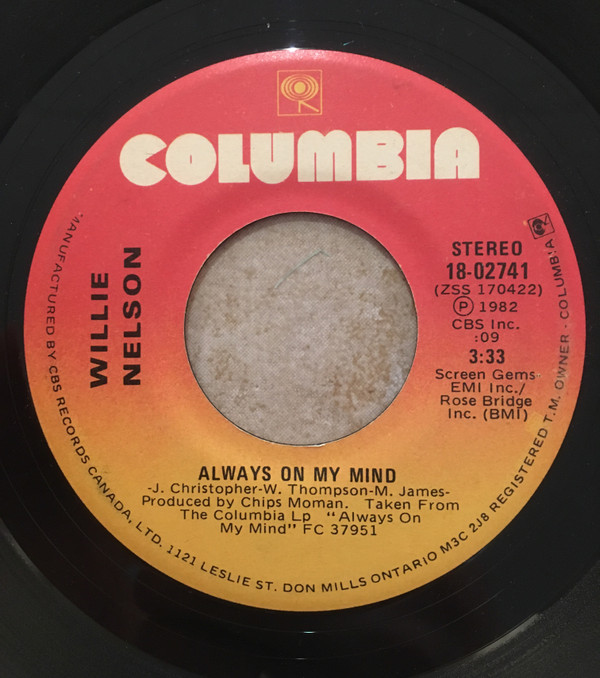 Willie Nelson - Always On My Mind / The Party's Over (7", Single) (Very Good Plus (VG+))