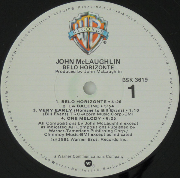 John McLaughlin - Belo Horizonte (LP, Album, Los) (Near Mint (NM or M-)) - Image 3