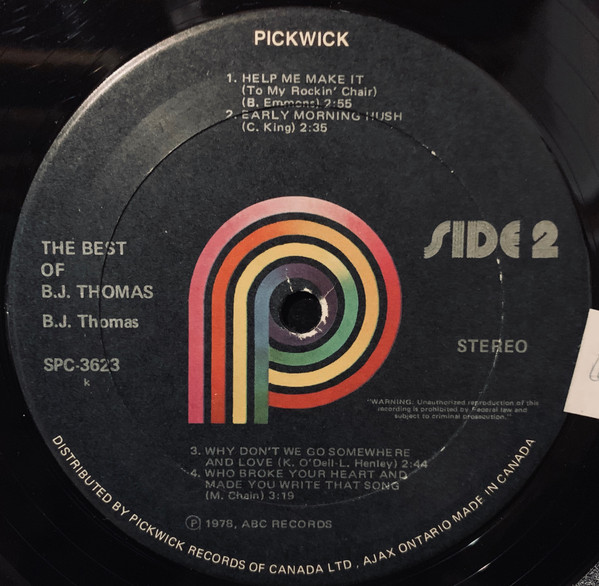 B.J. Thomas - The Best Of B.J. Thomas (LP, Comp) (Mint (M)) - Image 4