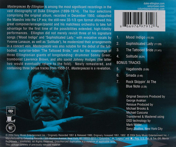 Duke Ellington And His Orchestra - Masterpieces By Ellington (CD, Album, RE, RM) (Near Mint (NM or M-)) - Image 2