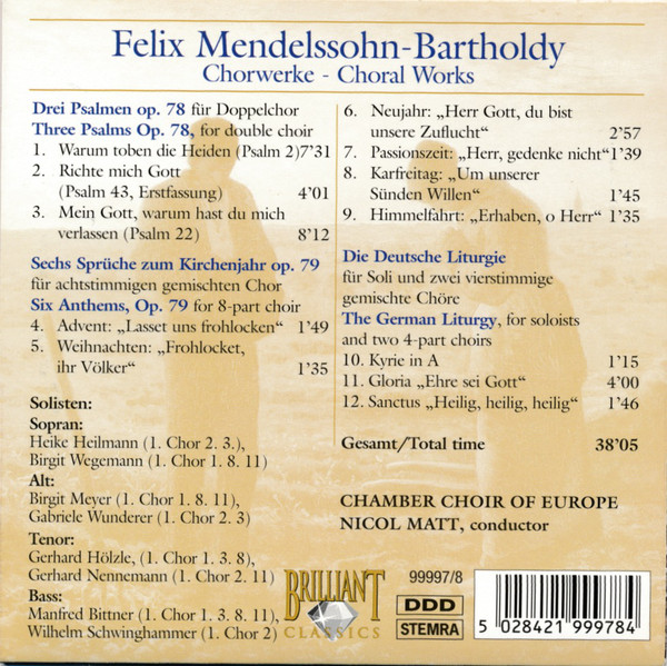 Mendelssohn*, Chamber Choir Of Europe*, Nicol Matt - Chorwerke = Choral Works (Complete) (10xCD, Car + Box) (Near Mint (NM or M-)) - Image 4