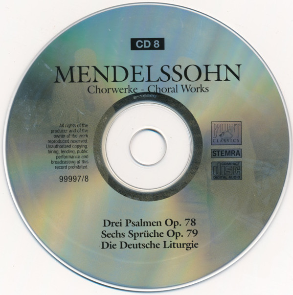 Mendelssohn*, Chamber Choir Of Europe*, Nicol Matt - Chorwerke = Choral Works (Complete) (10xCD, Car + Box) (Near Mint (NM or M-)) - Image 3