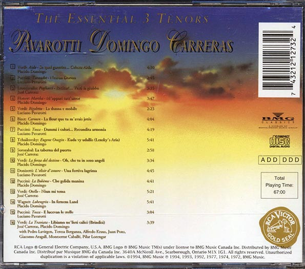 Luciano Pavarotti • Placido Domingo • José Carreras - The Essential 3 Tenors (CD, Comp) (Near Mint (NM or M-)) - Image 2