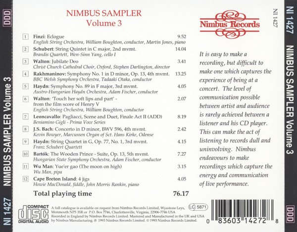 Various - Nimbus Sampler (CD, Comp, Amb, Smplr) (Near Mint (NM or M-)) - Image 2