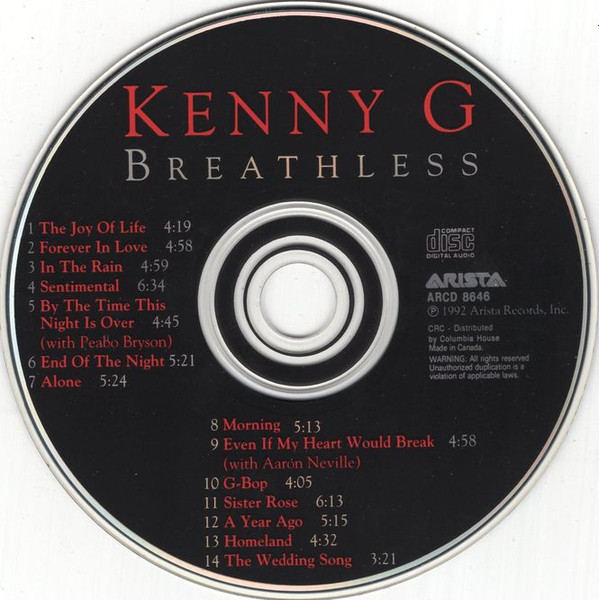 Kenny G (2) - Breathless (CD, Album, Club) (Near Mint (NM or M-)) - Image 3