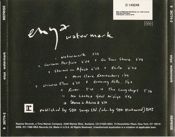 Enya - Watermark (CD, Album, Club, RE, Spe) (Near Mint (NM or M-)) - Image 2