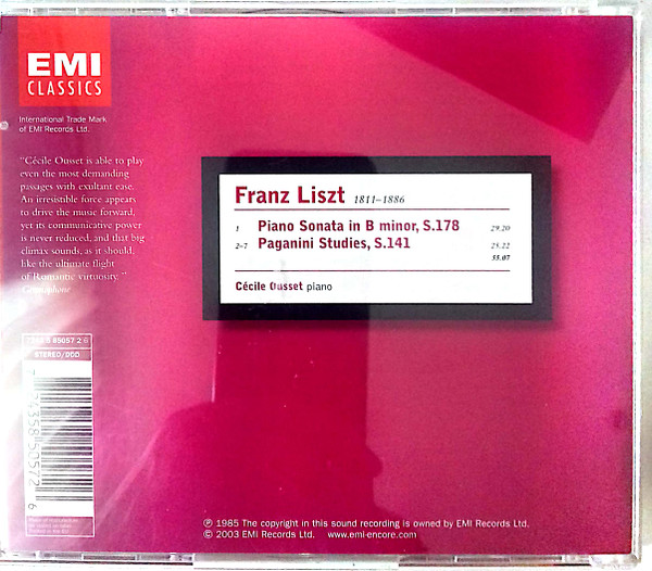 Liszt*, Cécile Ousset - Piano Sonata / Paganini Studies (CD, Copy Prot.) (Near Mint (NM or M-)) - Image 2
