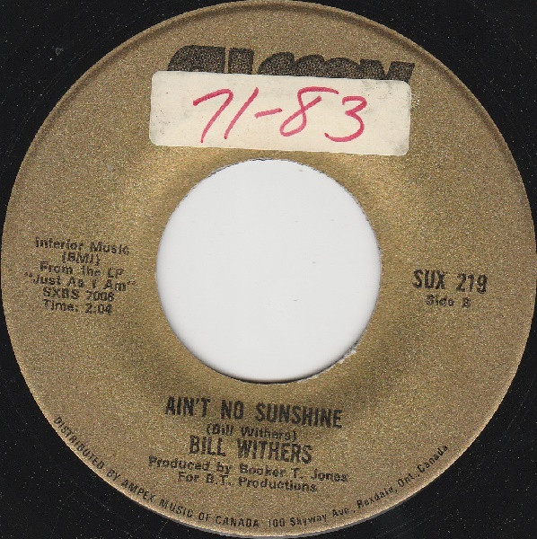 Bill Withers - Harlem / Ain't No Sunshine (7", Single) (Near Mint (NM or M-)) - Image 2