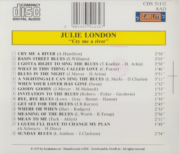 Julie London - Cry Me A River (CD, Comp) (Near Mint (NM or M-)) - Image 2