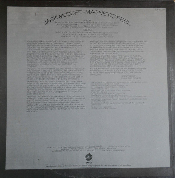 Brother Jack McDuff - Magnetic Feel (LP, Album, RP) (Near Mint (NM or M-)) - Image 2