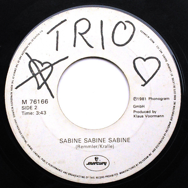Trio - Da Da Da (I Don't Love You You Don't Love Me Aha Aha Aha) (7", Single) (Near Mint (NM or M-)) - Image 2