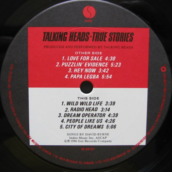 Talking Heads - True Stories (LP, Album) (Mint (M)) - Image 3