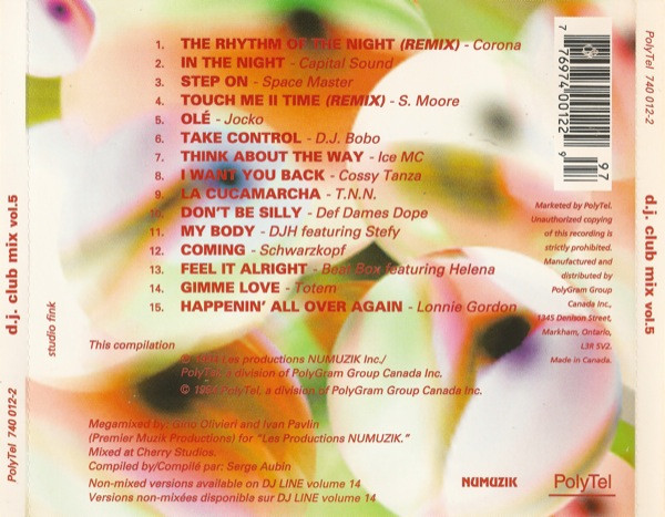 Various - D.J. Club Mix Vol. 5 (CD, Comp, Mixed) (Near Mint (NM or M-)) - Image 2