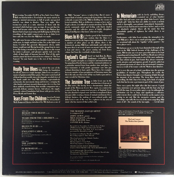 The Modern Jazz Quartet - More From The Last Concert (LP, Album, Mon) (Near Mint (NM or M-)) - Image 2