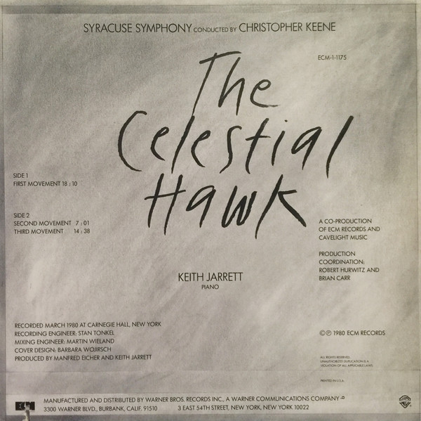 Keith Jarrett - The Celestial Hawk For Orchestra, Percussion And Piano (LP, Album) (Very Good Plus (VG+)) - Image 2
