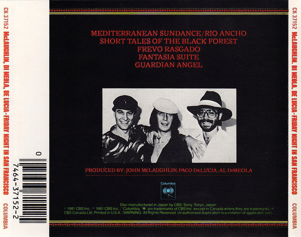 John McLaughlin / Al Di Meola / Paco De Lucía - Friday Night In San Francisco (CD, Album, RE, CSR) (Near Mint (NM or M-)) - Image 3
